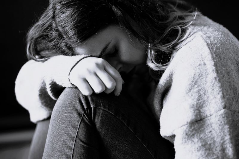 black and white girl sad